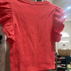 Ruffled Sleeve Coral Top
